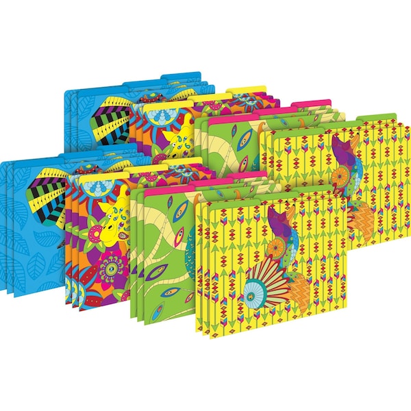 Barker Creek Bohemian Animals Designer Letter-Size File Folders, Multi-Design Set, 24/Package 3963 - main